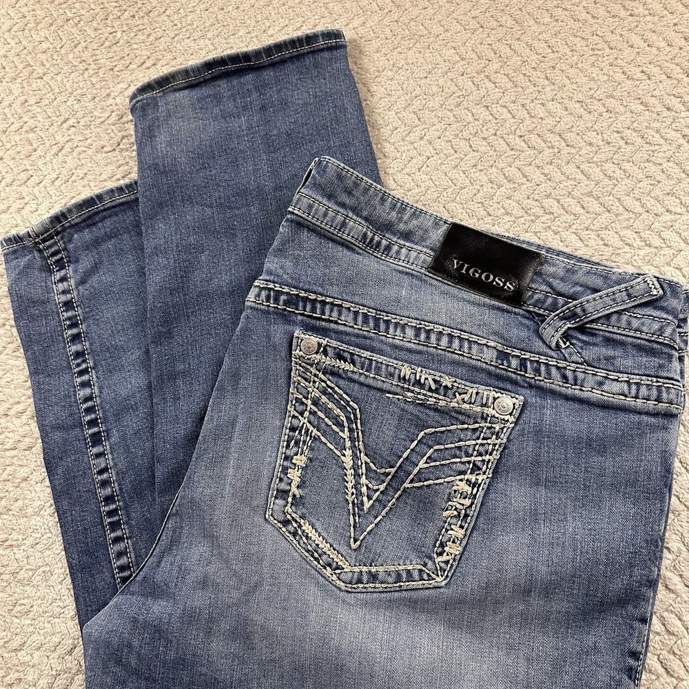 Vigoss The Chelsea Boyfriend Womens Plus Size 24x29 Distressed rock Thick Stitch